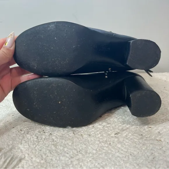 AllSaints Boots IVY Black Leather Studded High Heel Ankle Booties 7