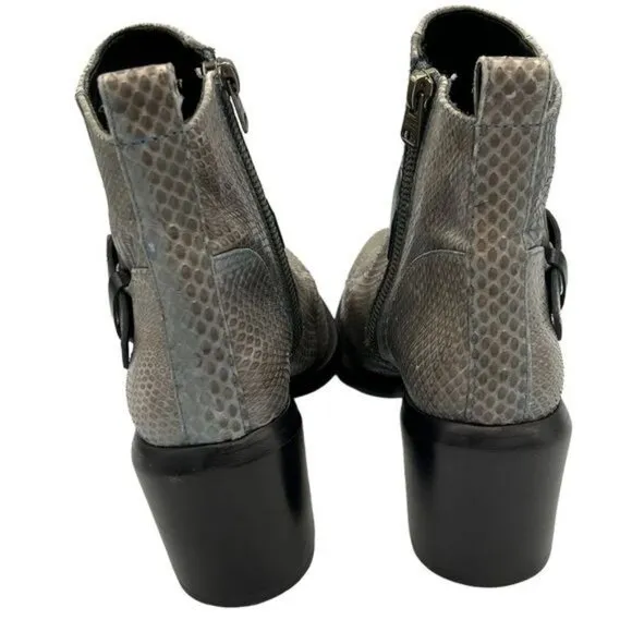 ALLSAINTS Women's Jason Snakeskin Block Heels Boot Size 37.5 US 7