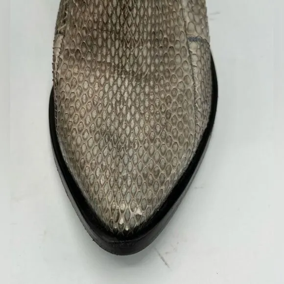 ALLSAINTS Women's Jason Snakeskin Block Heels Boot Size 37.5 US 7