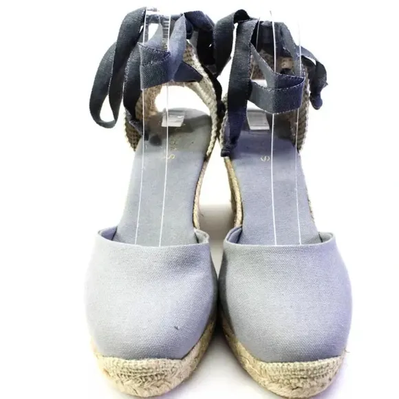 Alohas Clara By Day Grey Canvas Espadrille Ankle Strap Wedge Heels Shoes 40 / 9