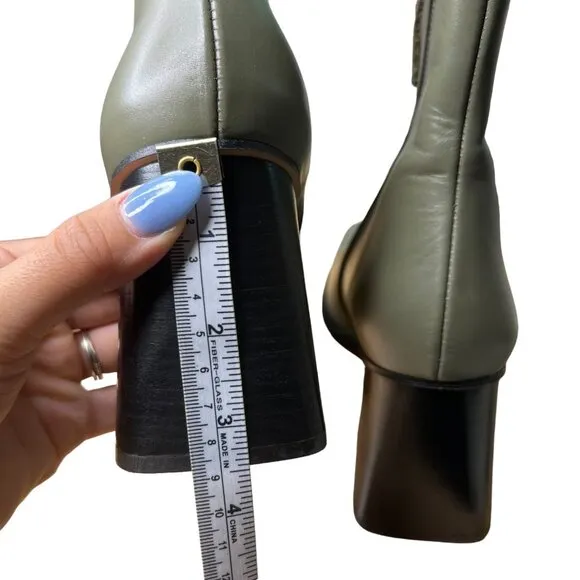 Alohas Womens South Leather Square Toe Block Heel Ankle‎ Boots EU 42 US 11 Green