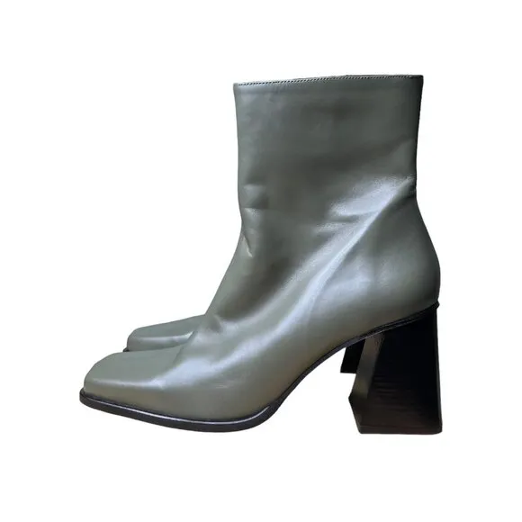 Alohas Womens South Leather Square Toe Block Heel Ankle‎ Boots EU 42 US 11 Green
