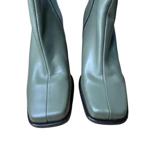 Alohas Womens South Leather Square Toe Block Heel Ankle‎ Boots EU 42 US 11 Green