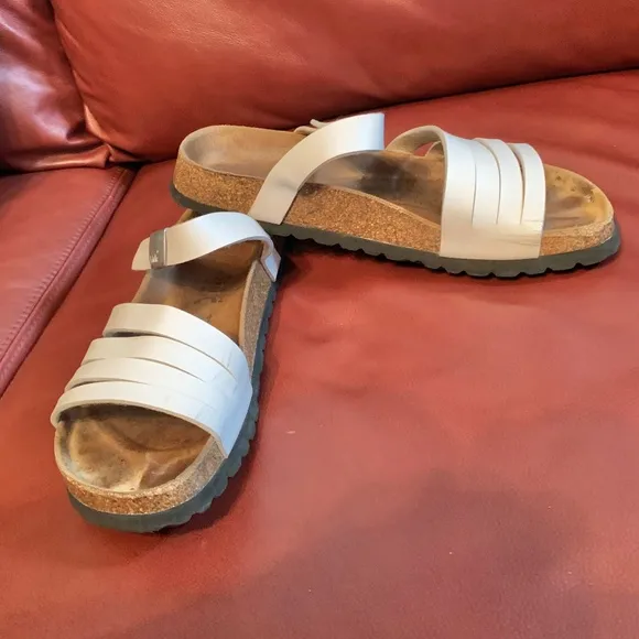 &quot; Betula&quot; (&quot;Birkenstock&quot;) white, slide sandals, size 39