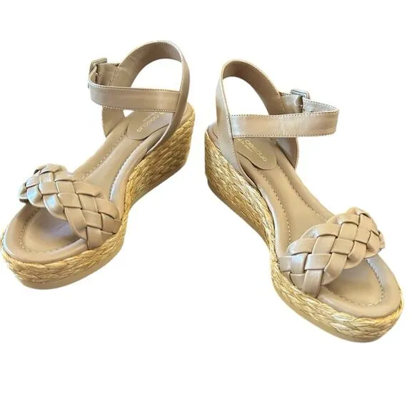 Andre Assous Cecilia Leather Espadrille Wedge Sandals NEW Size 11