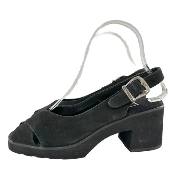 Andre assous featherweights sandals 7.5 black nubuck leather vintage 80s 90s