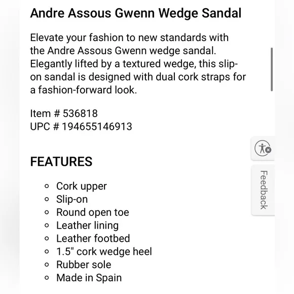 andre assous gwenn wedge sandals in size 38.