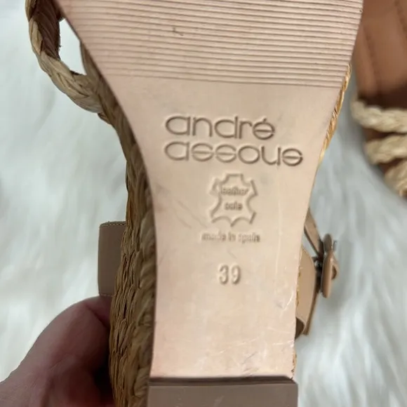 Andre Assous Milena Women's Espadrille Natural Raffia Wedge Sz 39/US 8.5