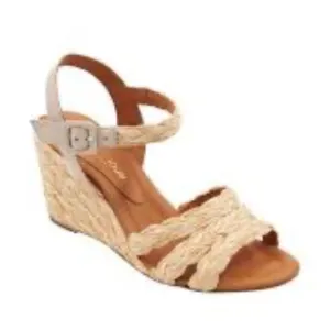 Andre Assous Milena Women's Espadrille Natural Raffia Wedge Sz 39/US 8.5