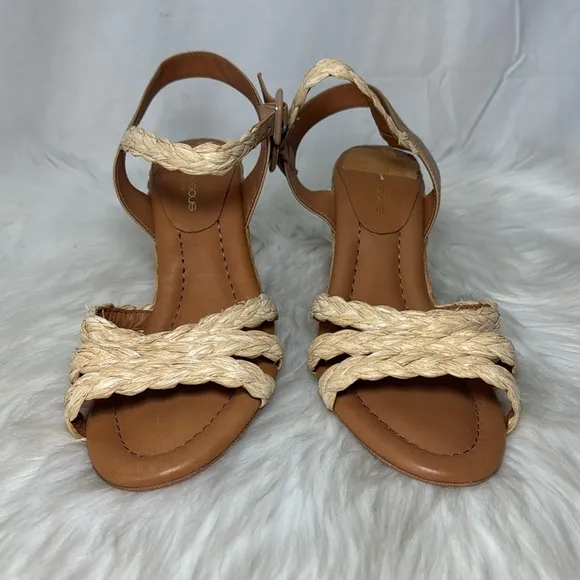 Andre Assous Milena Women's Espadrille Natural Raffia Wedge Sz 39/US 8.5