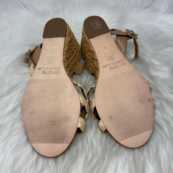 Andre Assous Milena Women's Espadrille Natural Raffia Wedge Sz 39/US 8.5