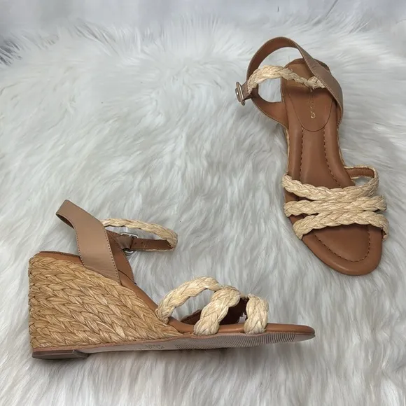 Andre Assous Milena Women's Espadrille Natural Raffia Wedge Sz 39/US 8.5