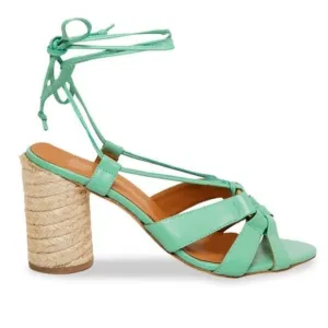 Andree’ Assous Tie-Up Block Sandals Kelly green Size 41 US 10.5 like new Strappy