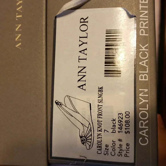 Ann Taylor Carolyn Knot Front Slingback Black Wedge Sandals Size 7 NIB