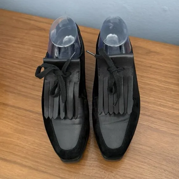 Anne Fontaine Georgio Platform Sneakers w/ Removable Fringe Black Size 39 Loafer