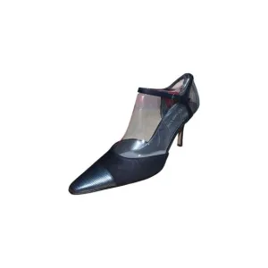 Anne Klein Strappy Pointed Toe Pumps - Black - Suede Womens Size 9.5 READ DESCRP