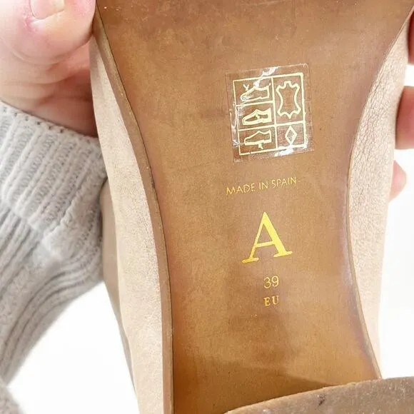 Anthropologie Emmeline Leather Block Heel Ankle Boots Bone Cream 39 / 9