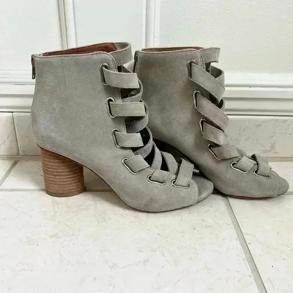Anthropologie Jeffrey Campbell Salazar shooties boots heels gray suede 37 7
