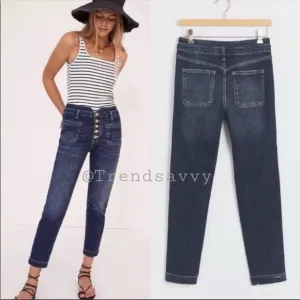 ANTHROPOLOGIE Pilcro Button Fly High Rise Jeans Size 26 Tall NWT