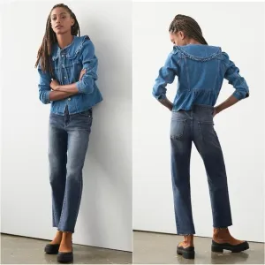 Anthropologie Pilcro Jeans The Vintage Straight High Rise Raw Hems Blue 28