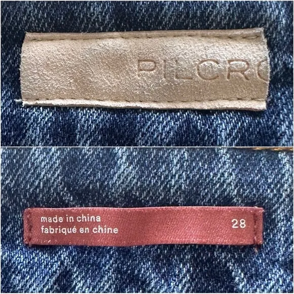 Anthropologie Pilcro Jeans The Vintage Straight High Rise Raw Hems Blue 28