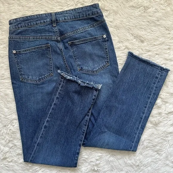 Anthropologie Pilcro Jeans The Vintage Straight High Rise Raw Hems Blue 28