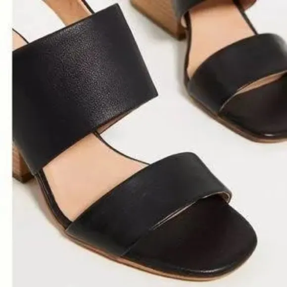 Anthropologie Silent D leather black heel sandals