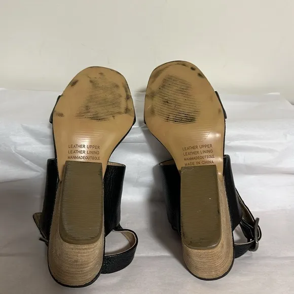 Anthropologie Silent D leather black heel sandals