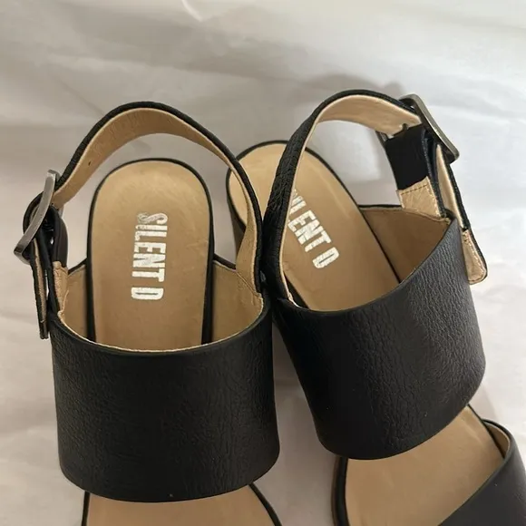 Anthropologie Silent D leather black heel sandals