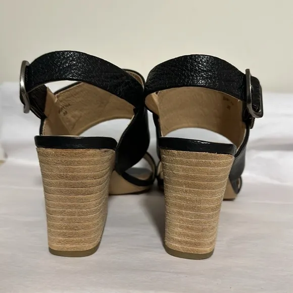 Anthropologie Silent D leather black heel sandals