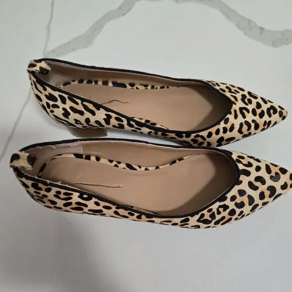 Anthropologie Sz 9.5 Beatriz Leopard Calfskin Pointed toe Block Heel Pumps Shoes