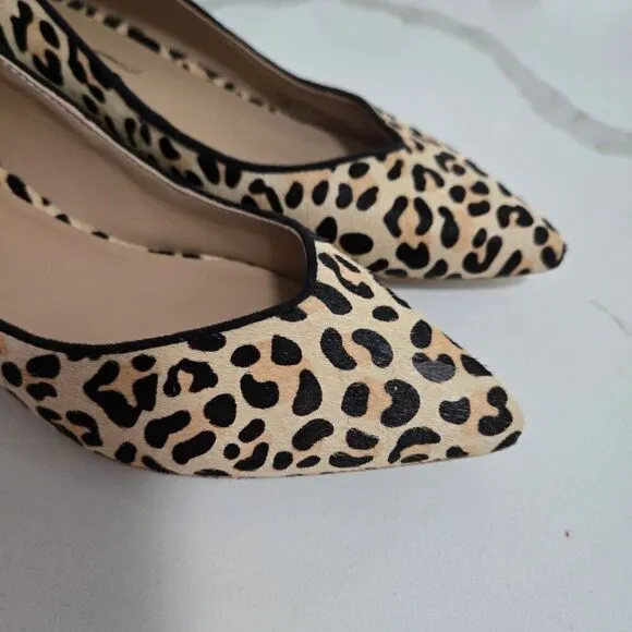 Anthropologie Sz 9.5 Beatriz Leopard Calfskin Pointed toe Block Heel Pumps Shoes