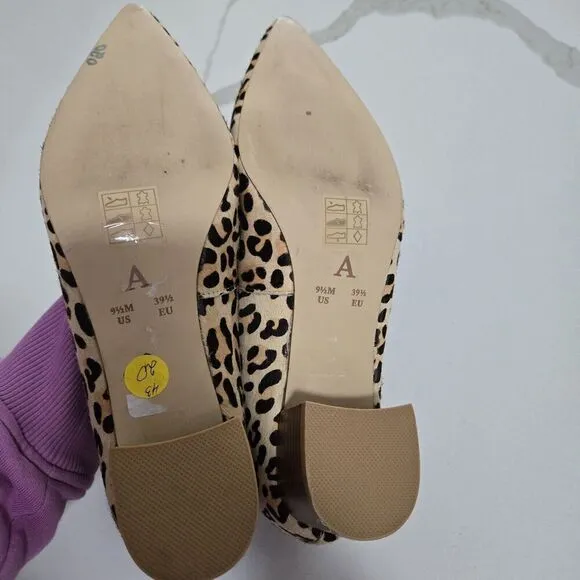 Anthropologie Sz 9.5 Beatriz Leopard Calfskin Pointed toe Block Heel Pumps Shoes