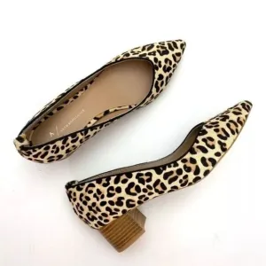 Anthropologie Sz 9.5 Beatriz Leopard Calfskin Pointed toe Block Heel Pumps Shoes