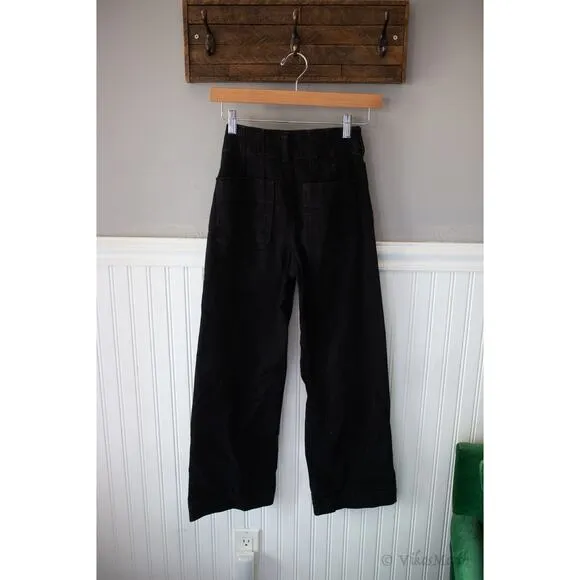 Anthropologie The Denim Colette Cropped Wide-Leg Jeans 23 Black NEW