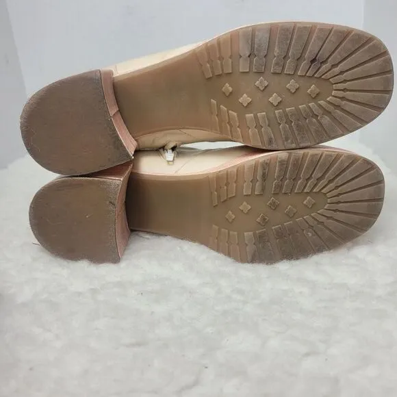 Anthropologie Women's Size 7.5 Platform Boots Bone Cream Block Heel Square Toe