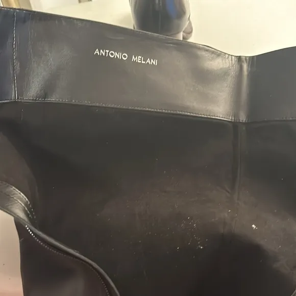 Antonio Melani Black Genuine Leather Tall “Valerie”Ladies Zip Up Boots Sz 10MW