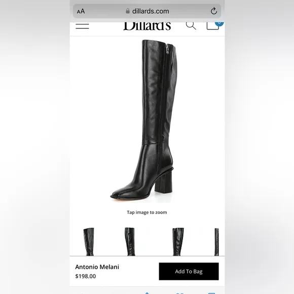 Antonio Melani Black Genuine Leather Tall “Valerie”Ladies Zip Up Boots Sz 10MW