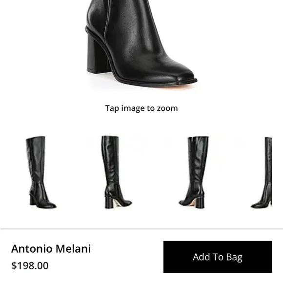 Antonio Melani Black Genuine Leather Tall “Valerie”Ladies Zip Up Boots Sz 10MW