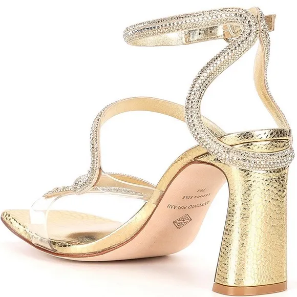 Antonio Melani Ninna Rhinestone Embellished Vinyl Snake Dress Sandals