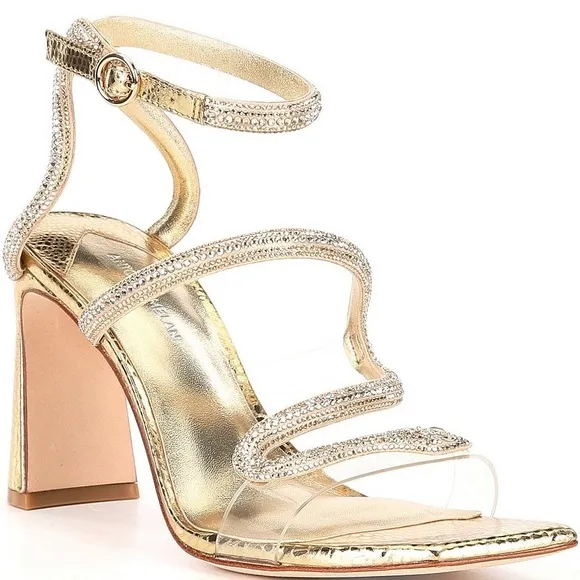 Antonio Melani Ninna Rhinestone Embellished Vinyl Snake Dress Sandals