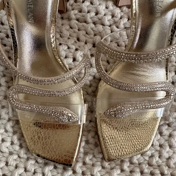 Antonio Melani Ninna Rhinestone Embellished Vinyl Snake Dress Sandals