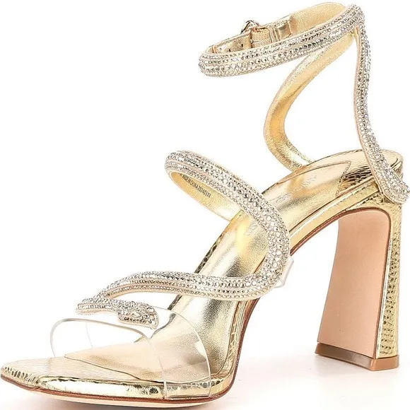 Antonio Melani Ninna Rhinestone Embellished Vinyl Snake Dress Sandals