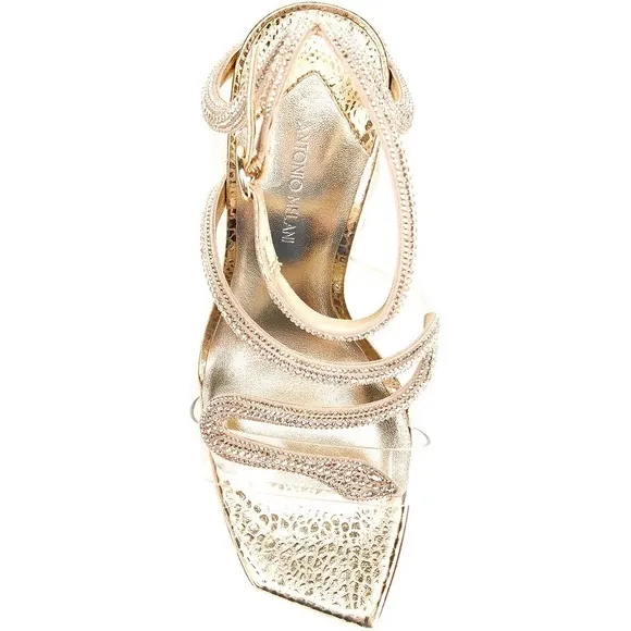 Antonio Melani Ninna Rhinestone Embellished Vinyl Snake Dress Sandals
