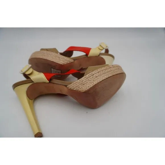 Anya Hindmarch London Color Block Patent Leather Platform Strap Heel Size 10/40