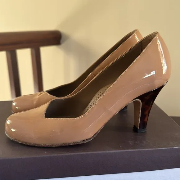 Anyi Lu Emily Bisque tan tortoise shell, heel classic designer pumps heels shoes