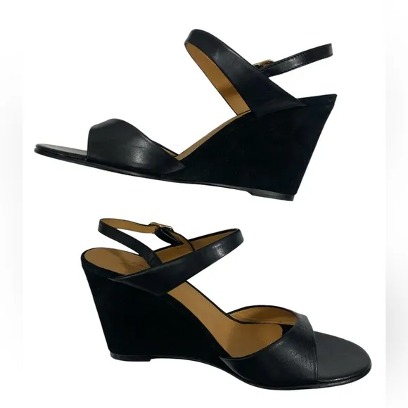 A.P.C. Black Wedge sandals with leather strap EU Size 39-W9