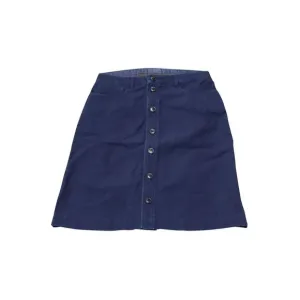 A.P.C. Buttoned Midi Skirt in Blue Cotton Denim