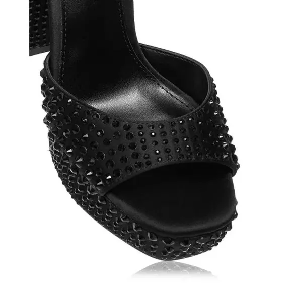 AQUA Lesly Ankle Strap High Heel Sandals Open Toe Black Women's Size 9 NWB