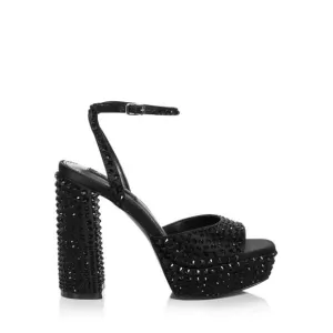 AQUA Lesly Ankle Strap High Heel Sandals Open Toe Black Women's Size 9 NWB